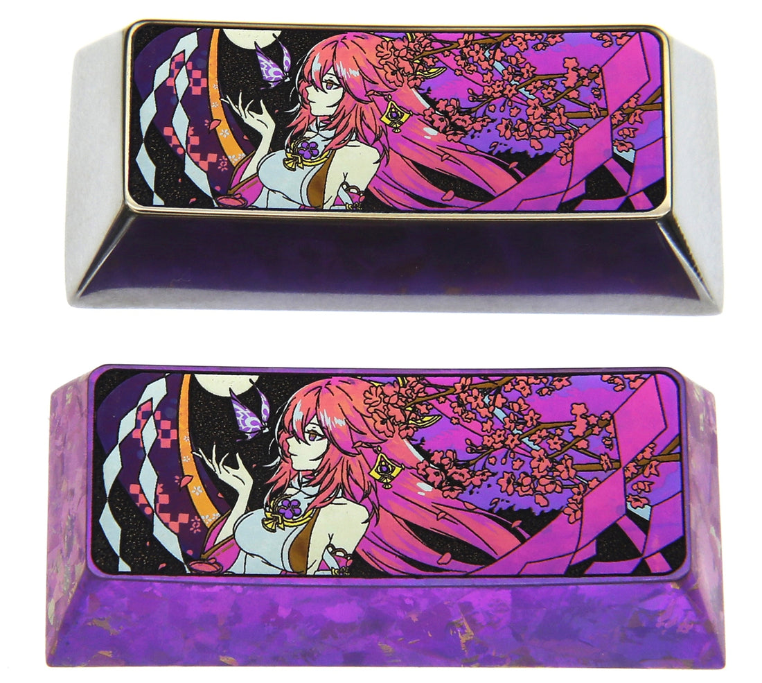 Yae Miko, 2.25U titanium alloy personalized keycaps, metal keycaps around anime and game characters