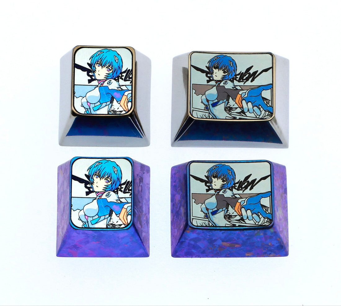 EVA, Ayanami Rei, 1U/1.25U titanium alloy personalized keycaps, anime and game peripheral products, metal carved keycaps