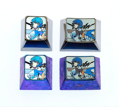 EVA, Ayanami Rei, 1U/1.25U titanium alloy personalized keycaps, anime and game peripheral products, metal carved keycaps
