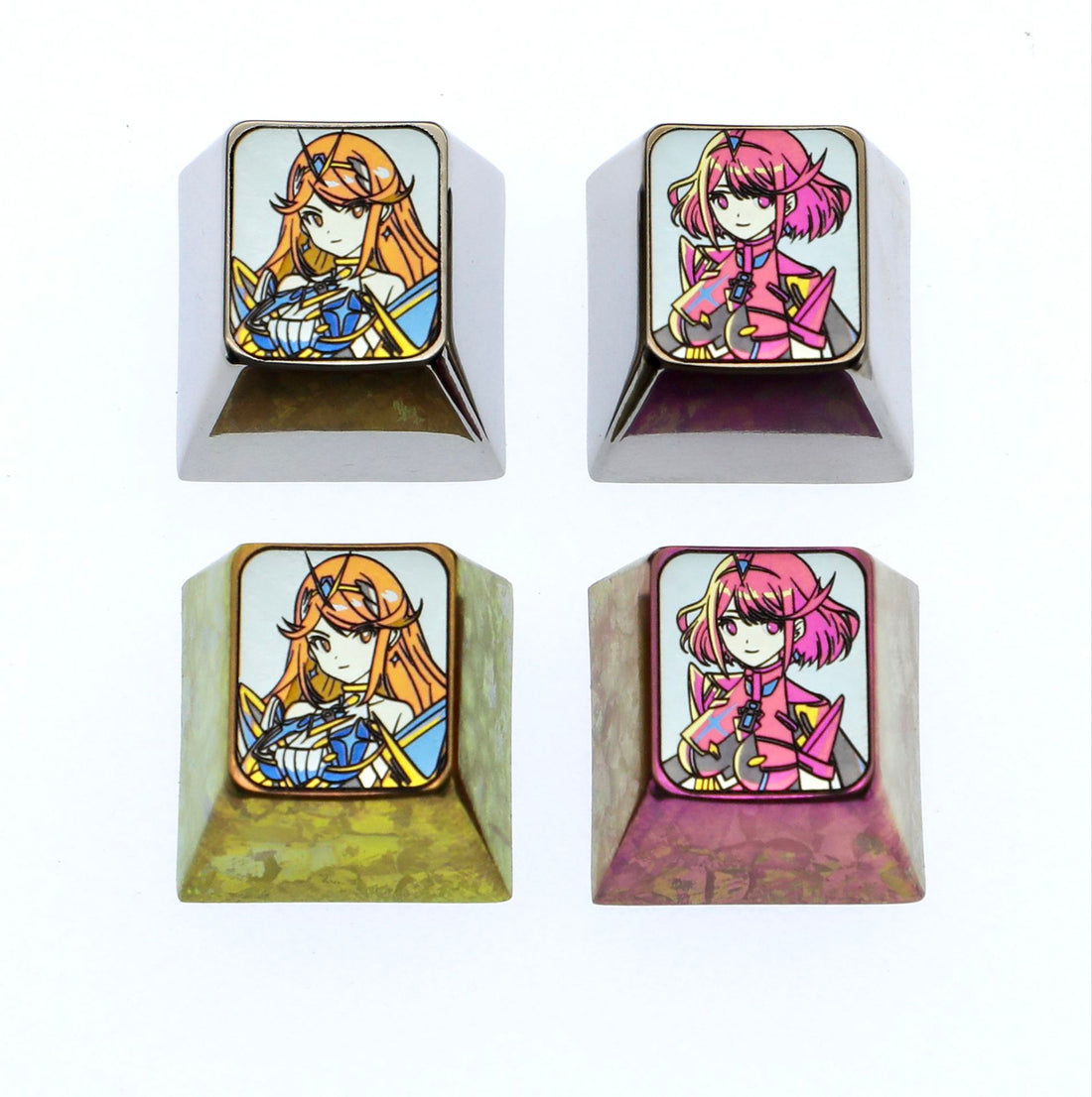 Xenoblade, 1U titanium alloy personalized keycaps, metal art keycaps around anime and game characters
