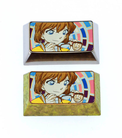 Detective Conan, Anita Hailey, 1.75U titanium alloy metal carved personalized keycaps, anime game culture decoration mechanical keyboard keycaps