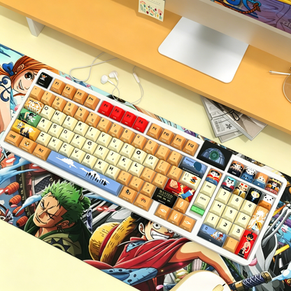 One Piece series, PBT material personalized keycap set, anime and games cultural creative decoration keycap set, compatible with 61/64/68/75/84/87/104 mechanical keyboard