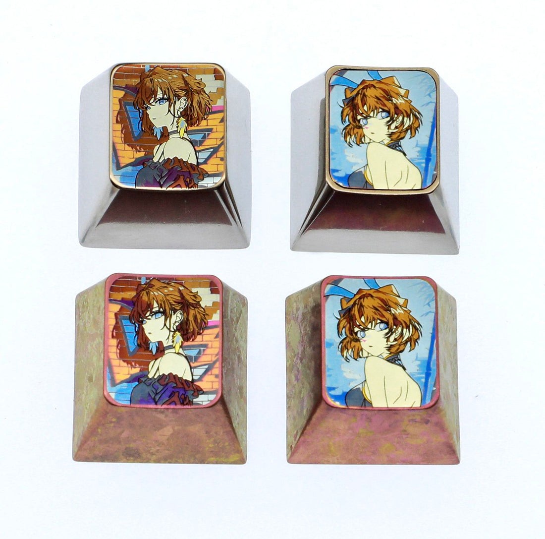 Detective Conan, Anita Hailey doujin， Rabbit girl style, 1U titanium alloy personalized keycap, anime game metal carved keycap