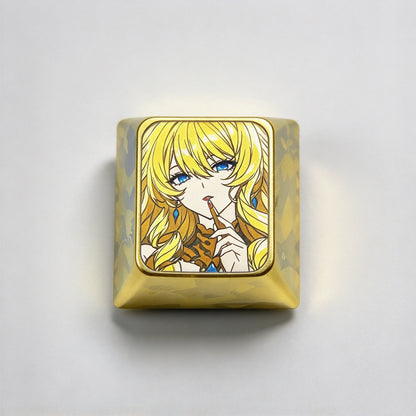 Genshin Impact，Navia Caspar 1U/1.75 U titanium alloy personalized keycaps, mechanical keyboard decorative keycaps, anime and game cultural creative keycaps