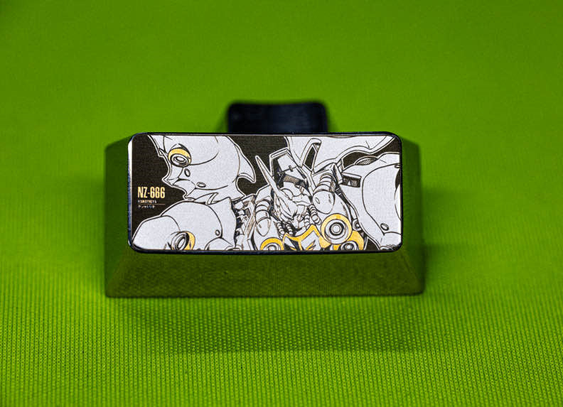 Mobile Suit Gundam Unicorn, NZ-666- Kshatriya, 2U Backspace Key Titanium Alloy Personalized Keycap, Anime Game Mech Creative Metal Carving