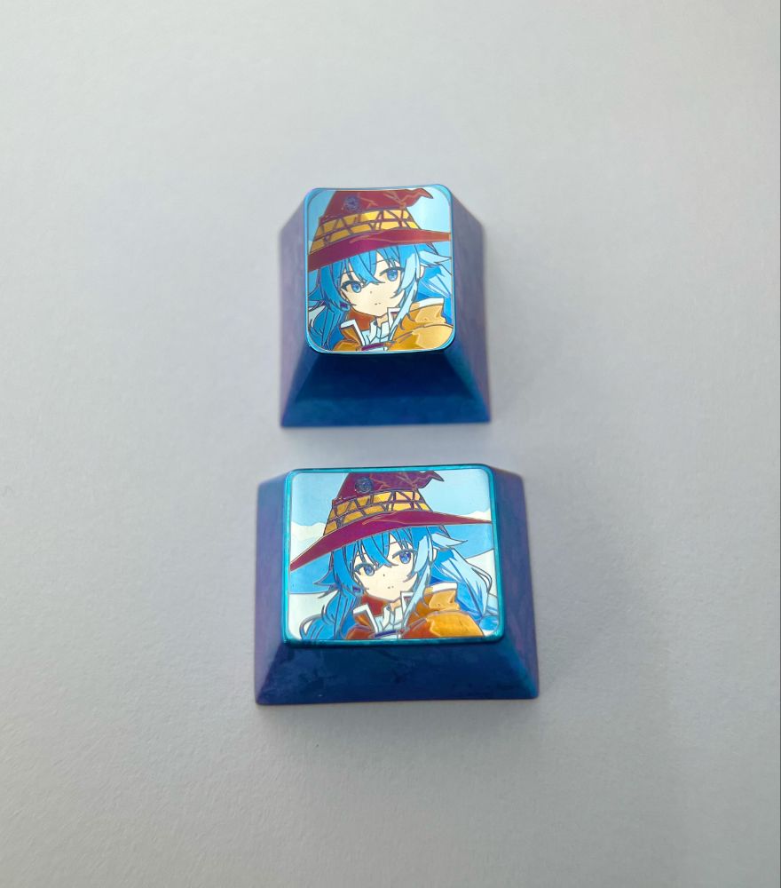 Roxy, 1U, 1.25U titanium alloy personalized keycaps, metal decorative keycaps, anime novel character keycaps