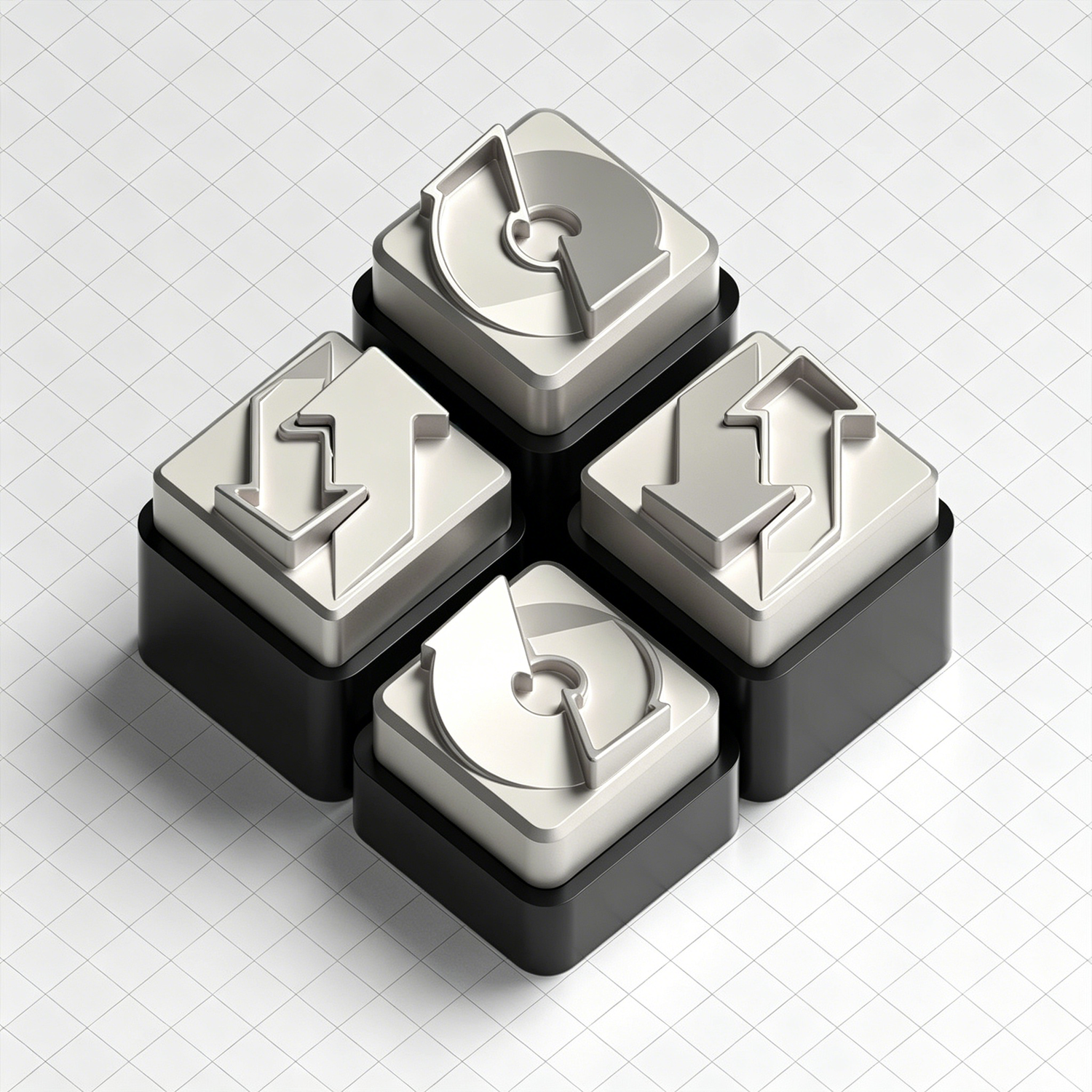 Rotating arrow metal personalized keycaps, zinc alloy decorative keycaps, minimalist design mechanical keyboard artistic keycaps