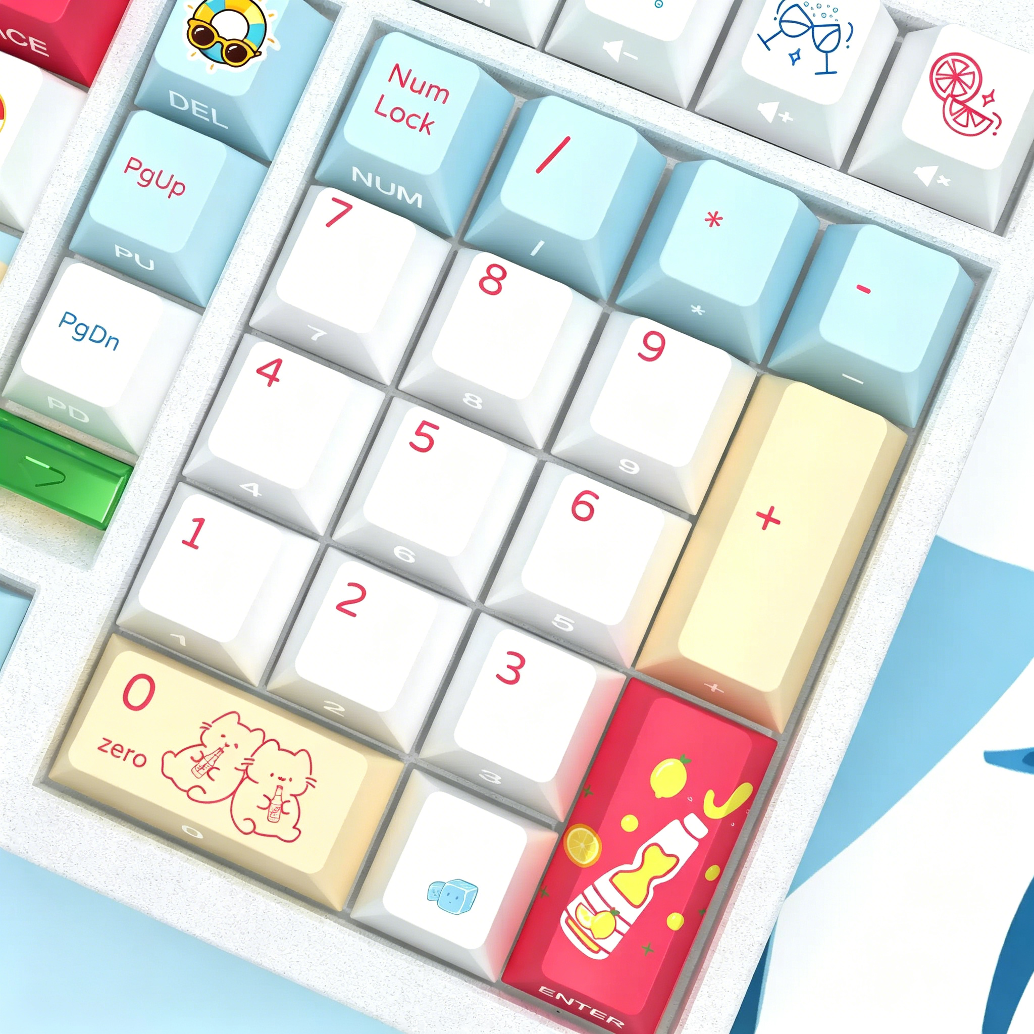 Lamune themed series, summer themed keycap set, PBT material personalized keycap set, anime and games cultural creative decoration keycap set, compatible with 61/64/68/75/84/87/104 mechanical keyboard