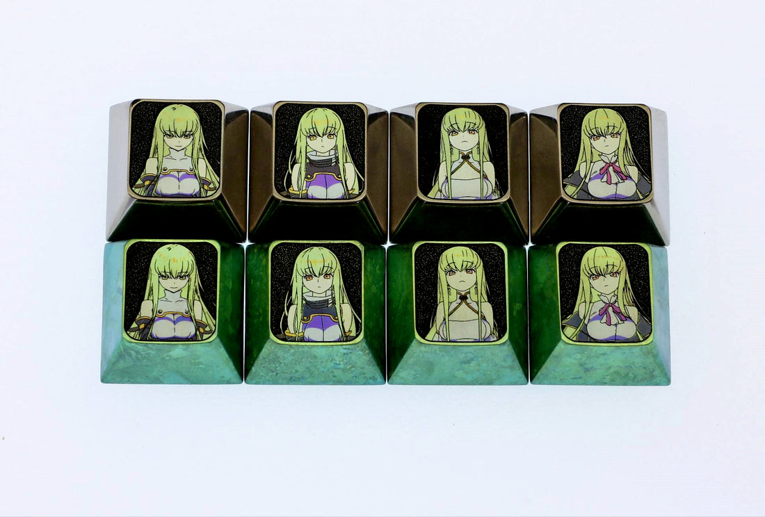 CODE GEASS Lelouch of the Rebellion，C.C.， Directional key set with titanium alloy metal personalized keycaps, mechanical keyboard decorative keycaps.