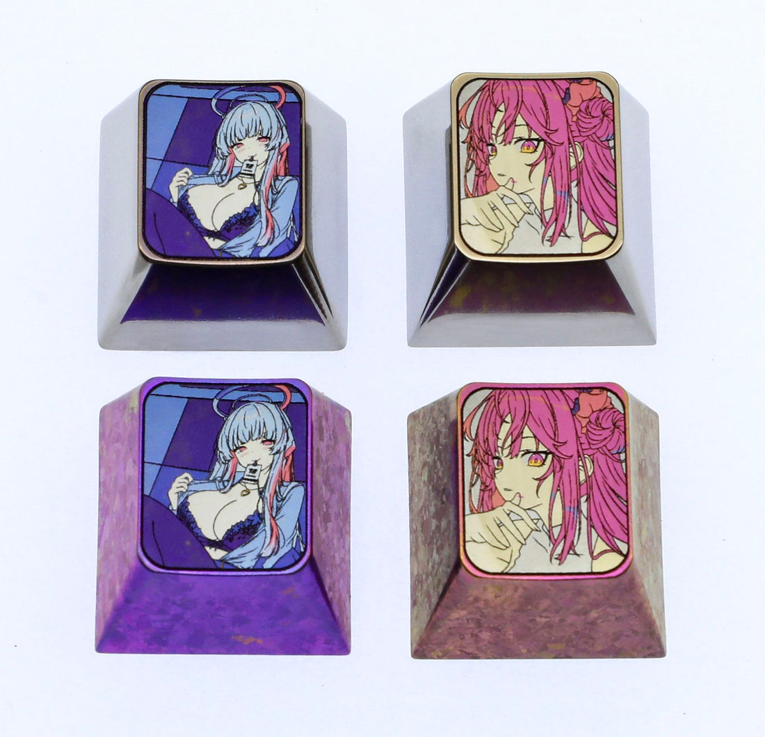 Blue Archive The Animation, 1U titanium alloy personalized keycaps, metal decorative keycaps, anime and game character art keycaps