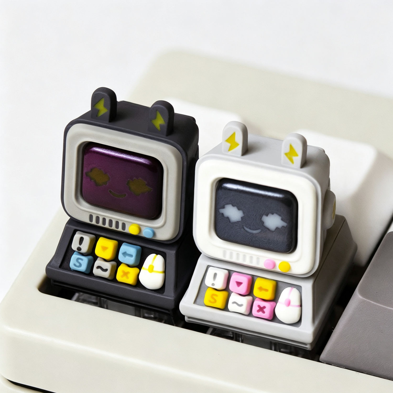 Retro desktop computers, multi color resin personalized keycaps, retro PC style creative keycaps, mechanical keyboard decorative keycaps