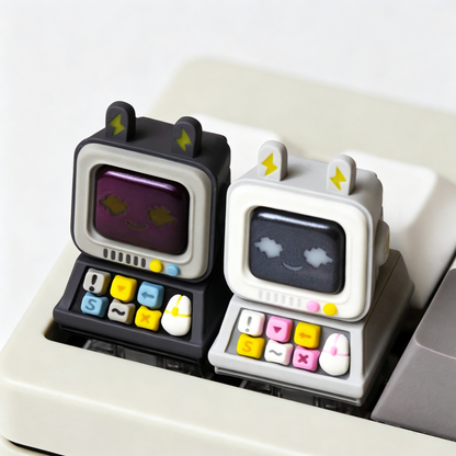 Retro desktop computers, multi color resin personalized keycaps, retro PC style creative keycaps, mechanical keyboard decorative keycaps