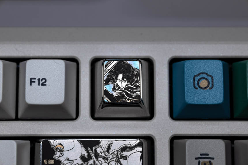 Attack on Titan, Levi Ackerman, 1U titanium alloy personalized keycaps, anime, gaming, music, cultural and creative peripheral decorative keycaps