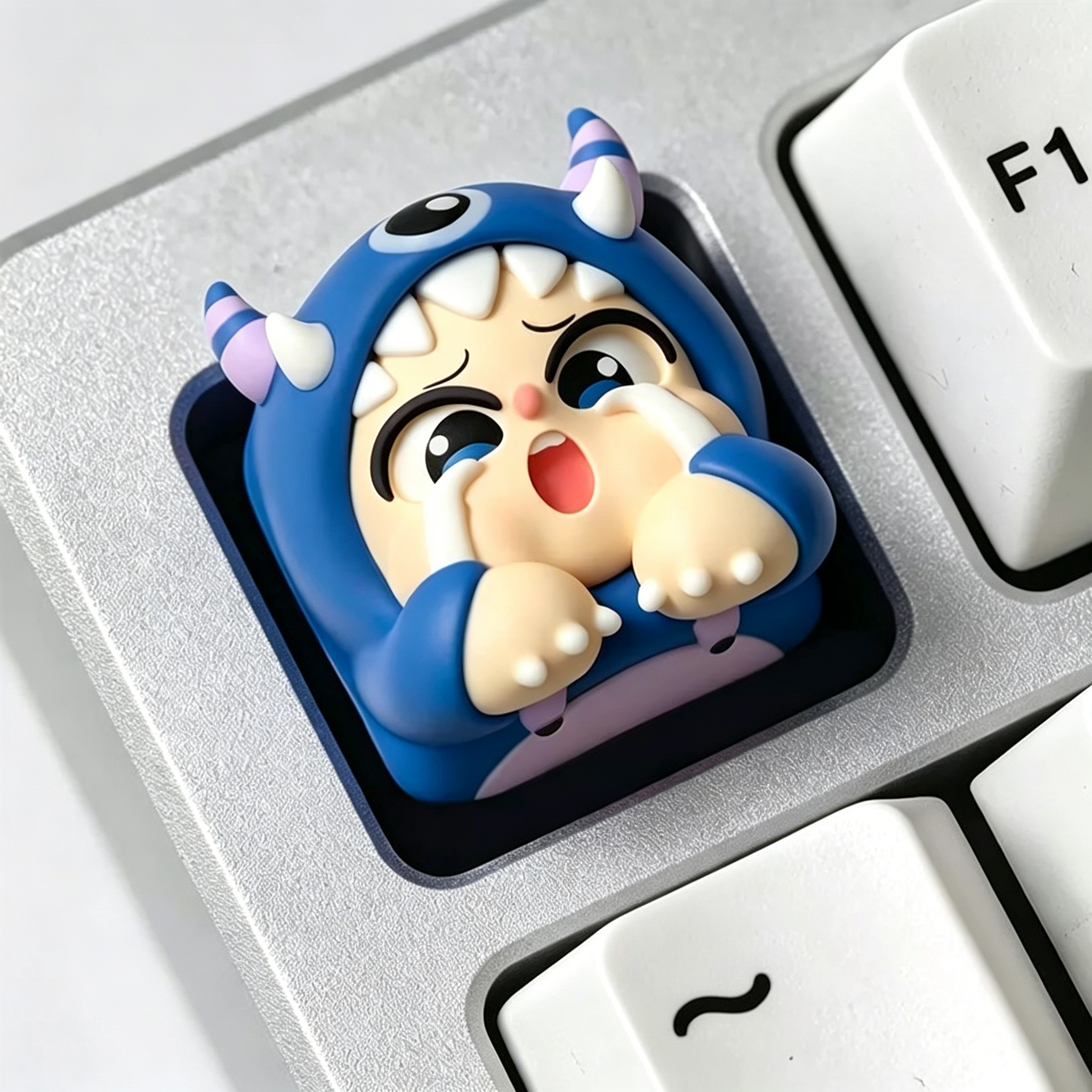 crybaby， Multi colored resin molded personalized keycaps, cute cartoon shaped resin keycaps, mechanical keyboard cartoon image decorative keycaps