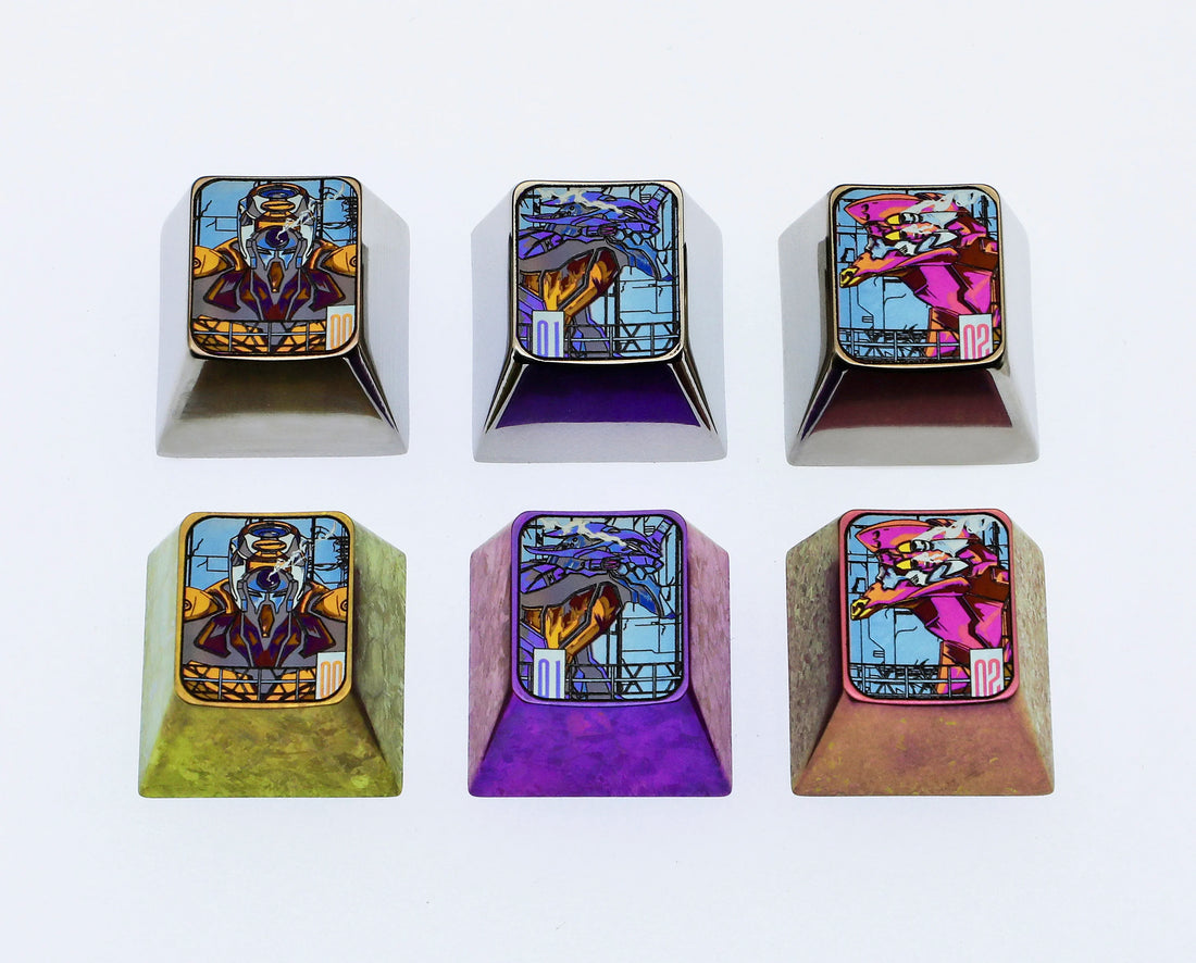 EVA, 0, first generation, 2 mecha, 1U titanium alloy metal personalized keycap, keyboard decoration anime keycap