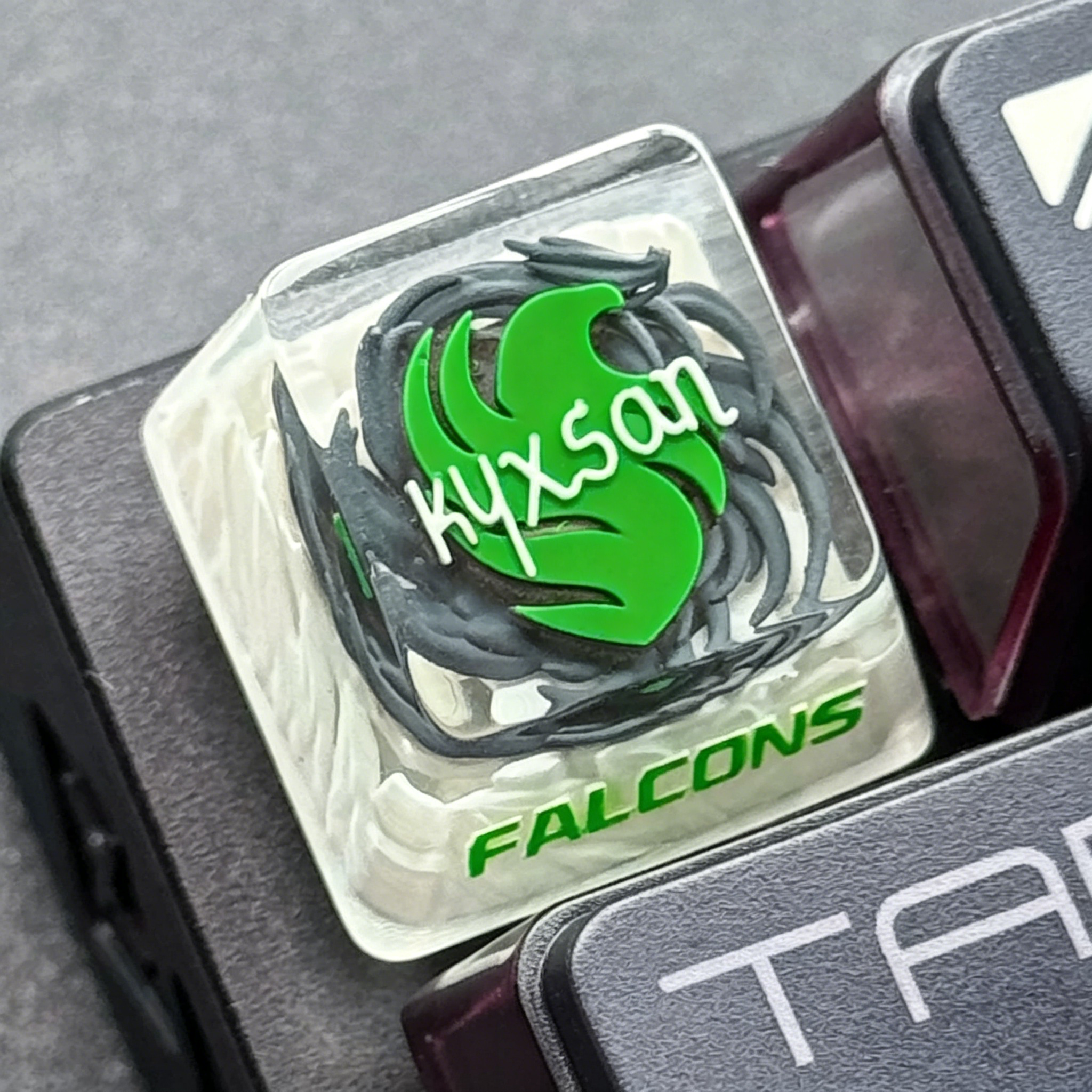 CS2 Theme Team Falcons, Team Signature Series, Crystal Resin Personalized Keycaps, Mechanical Keyboard FPS Game Decorative Keycaps