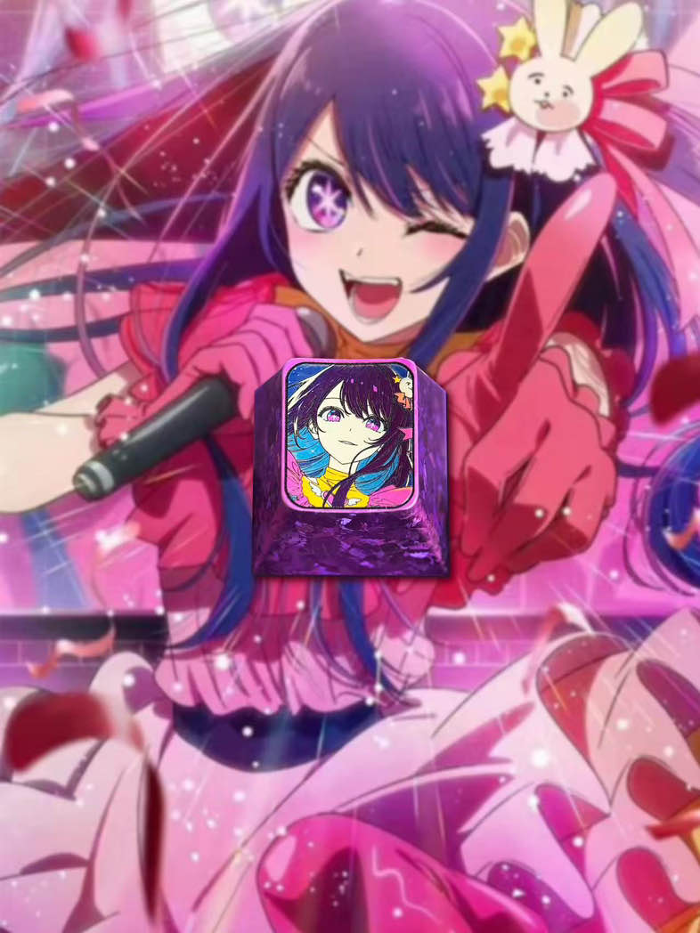 [OSHI NO KO], Hoshino Ai, 1U ice crystal base titanium alloy personalized keycap, anime and game culture creative peripheral decorative keycap