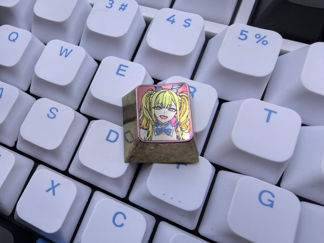 Kitagawa Marin， Titanium alloy personalized keycaps, metal decorative keycaps, anime female lead artistic keycaps