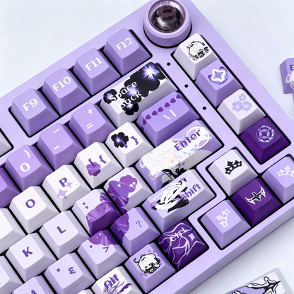 Honkai Impact 3，Kiana Kaslana theme, custom set personalized keycap series, PBT material, compatible with 61/64/68/75/84/87/104 mechanical keyboard keycap set