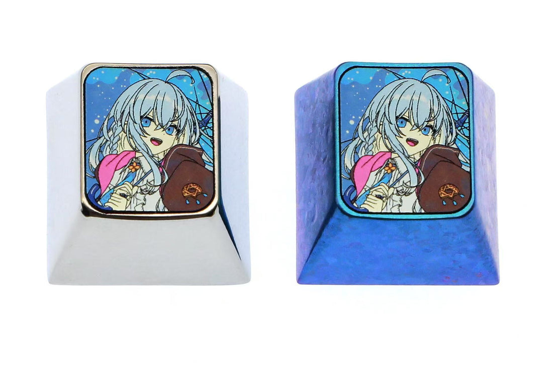Wandering Witch: The Journey of Elaina, Elaina, 1U titanium alloy personalized keycaps, metal keycaps carved around anime and game characters