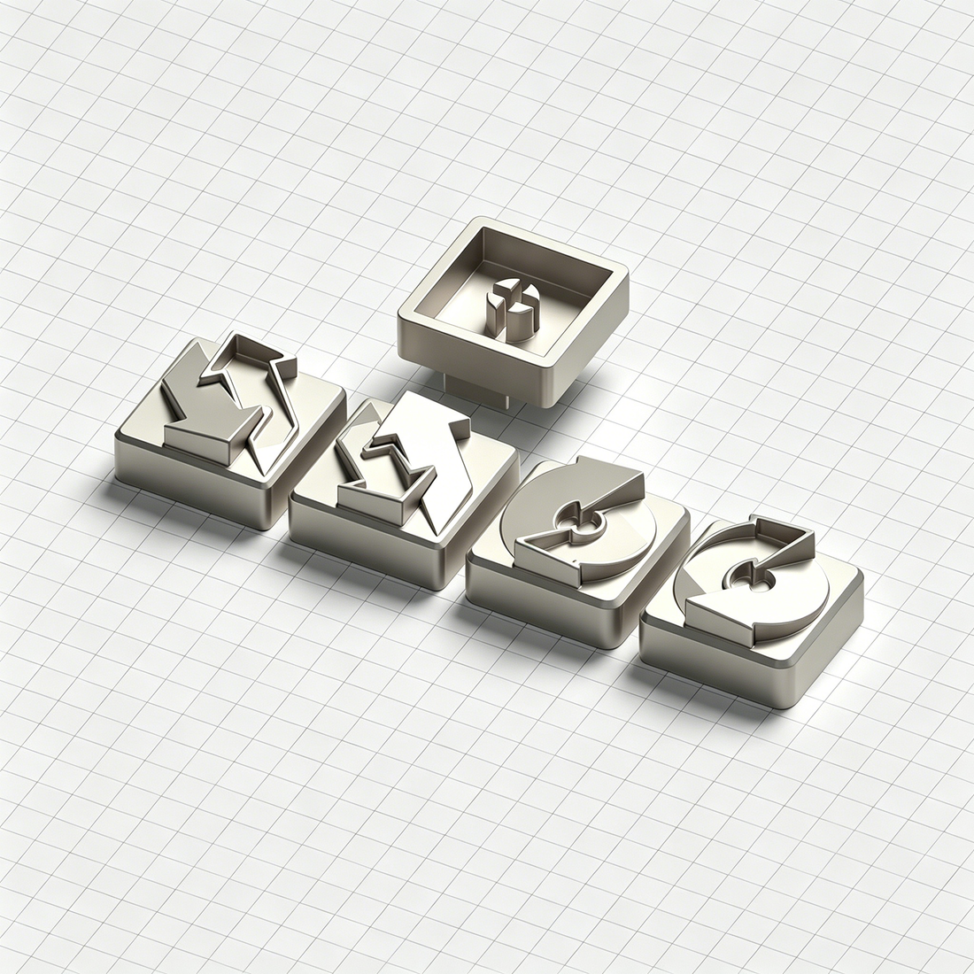 Rotating arrow metal personalized keycaps, zinc alloy decorative keycaps, minimalist design mechanical keyboard artistic keycaps