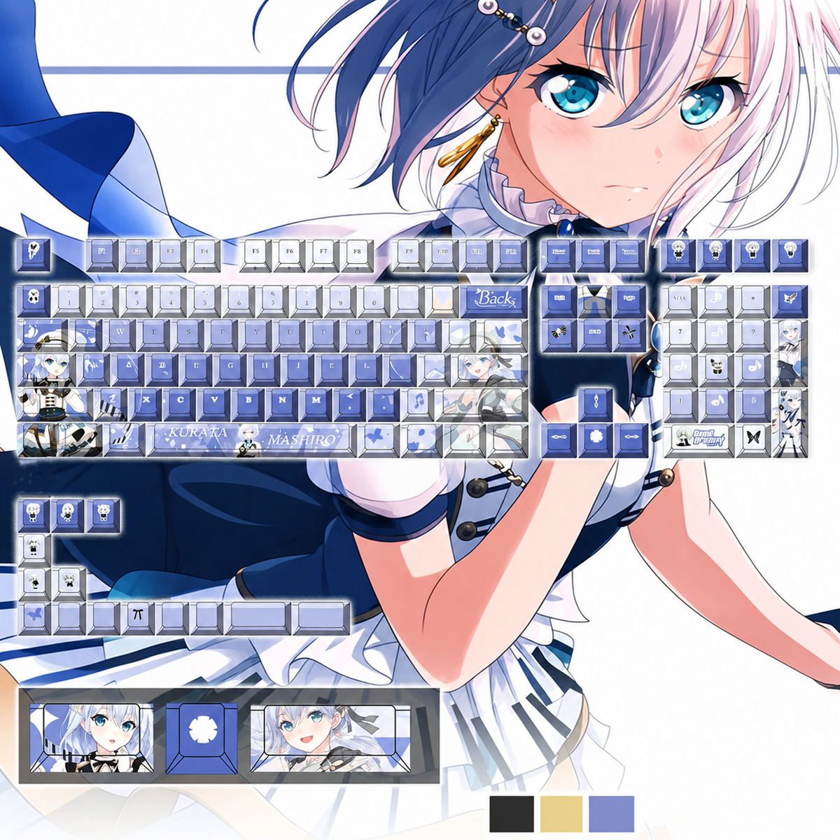 BanG Dream!, Kurata Mashiro PBT material personalized keycap set, anime keycap culture peripheral mechanical keyboard decoration keycaps， Compatible with 61/64/68/75/84/87/104 key mechanical keyboard keycap set