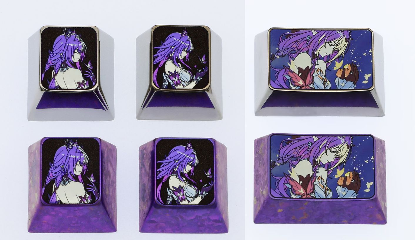 Honkai: Star Rail，Castorice， Titanium alloy personalized keycaps, metal decorative keycaps, anime and game art keycaps