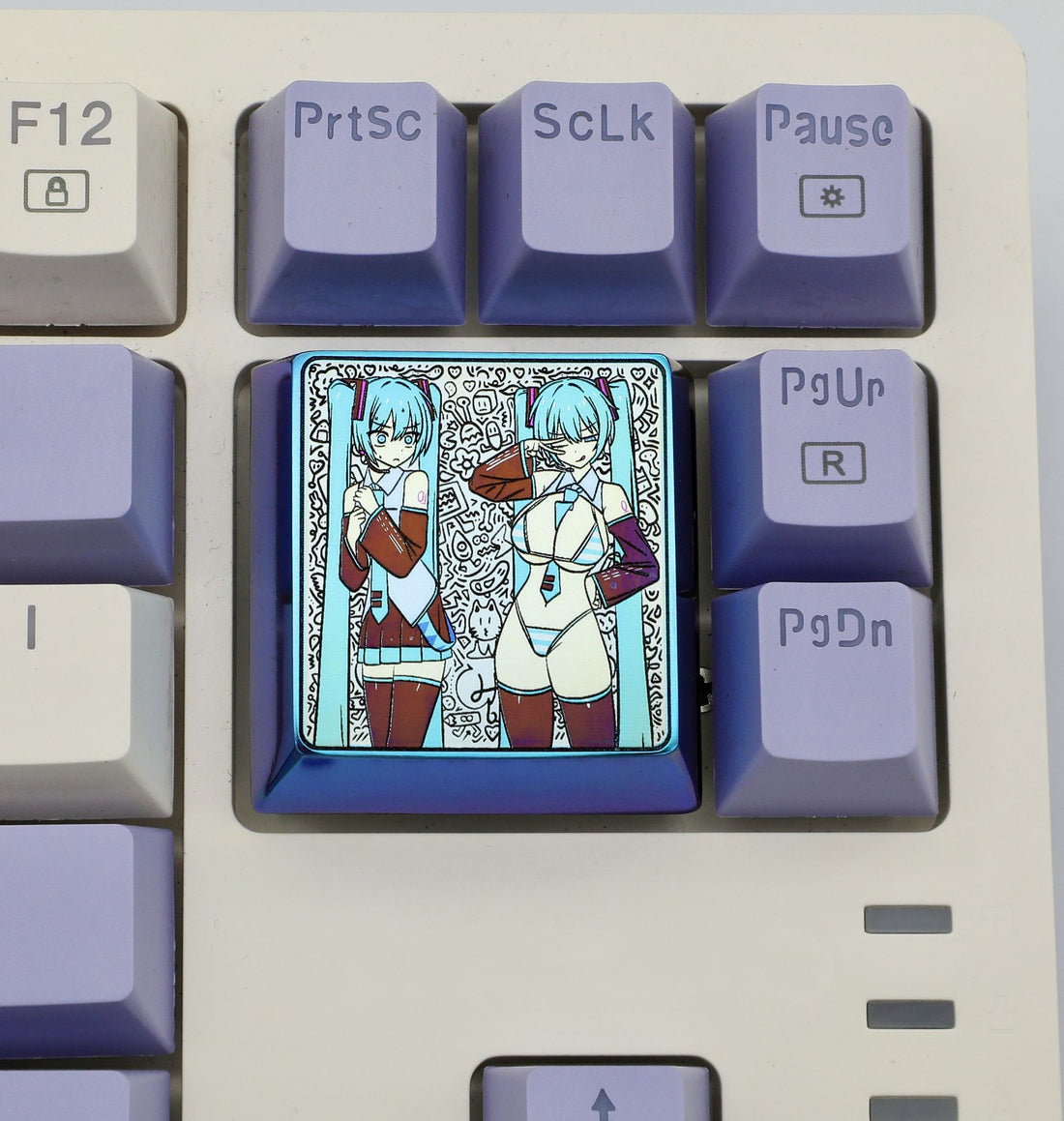 Hatsune Miku, 4U titanium alloy carved keycaps, anodized color, personalized keycaps/decorative keycaps