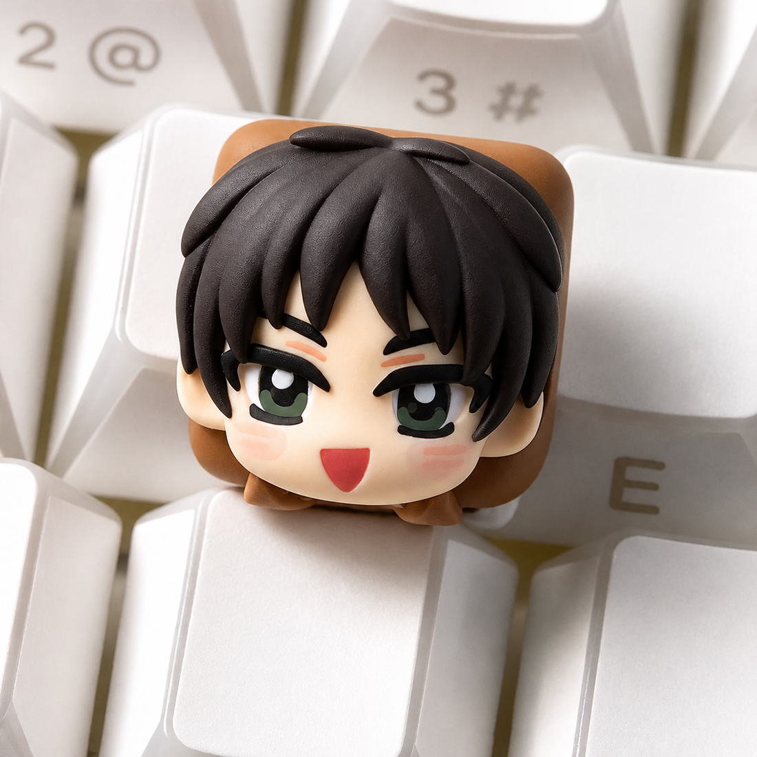 Attack on Titan cartoon main character design cute cartoon style resin molded personalized keycaps, mechanical keyboard resin decorative keycaps