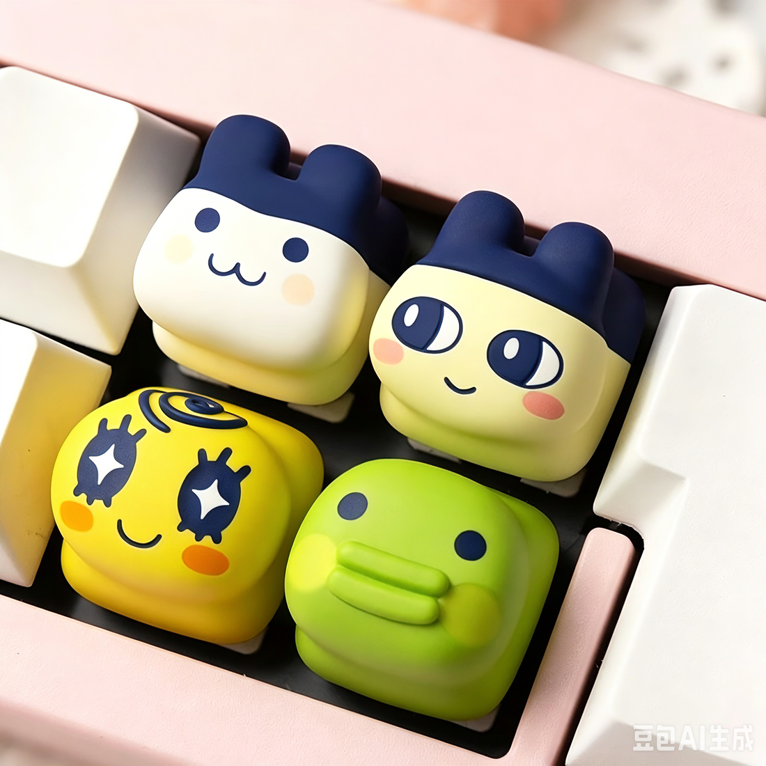 Tamagotchi series, multi-color resin personalized keycaps, Electronic Pet creative peripheral keycaps, mechanical keyboard decorative keycaps