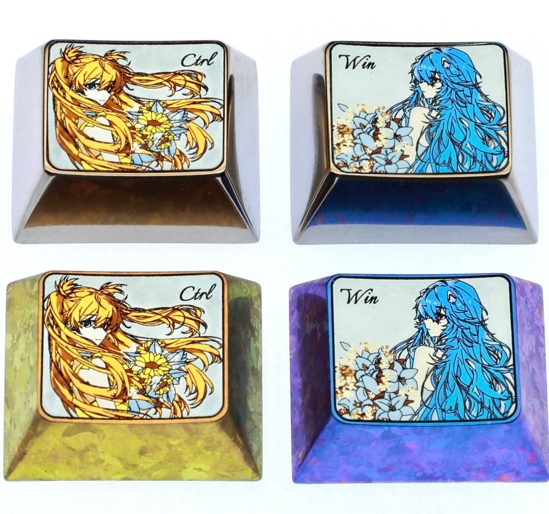 EVA，1.25U，Asuka, Ayanami Rei, anime and game character peripheral metal carving personalized keycaps