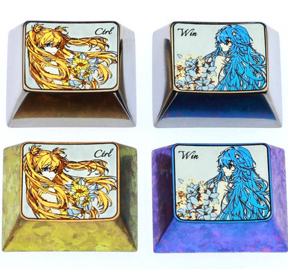 EVA，1.25U，Asuka, Ayanami Rei, anime and game character peripheral metal carving personalized keycaps