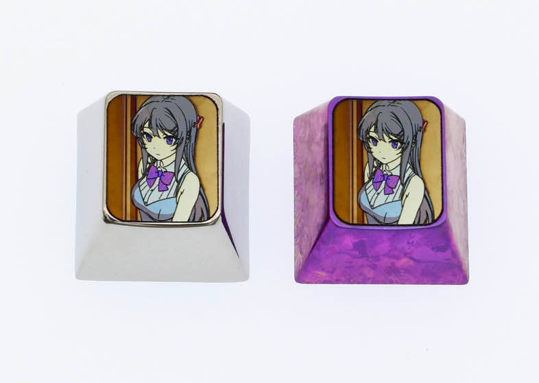Sakurajima Mai, 1U titanium alloy personalized keycaps, metal decorative keycaps, anime keycaps