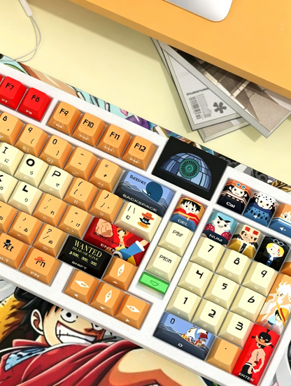 One Piece series, PBT material personalized keycap set, anime and games cultural creative decoration keycap set, compatible with 61/64/68/75/84/87/104 mechanical keyboard