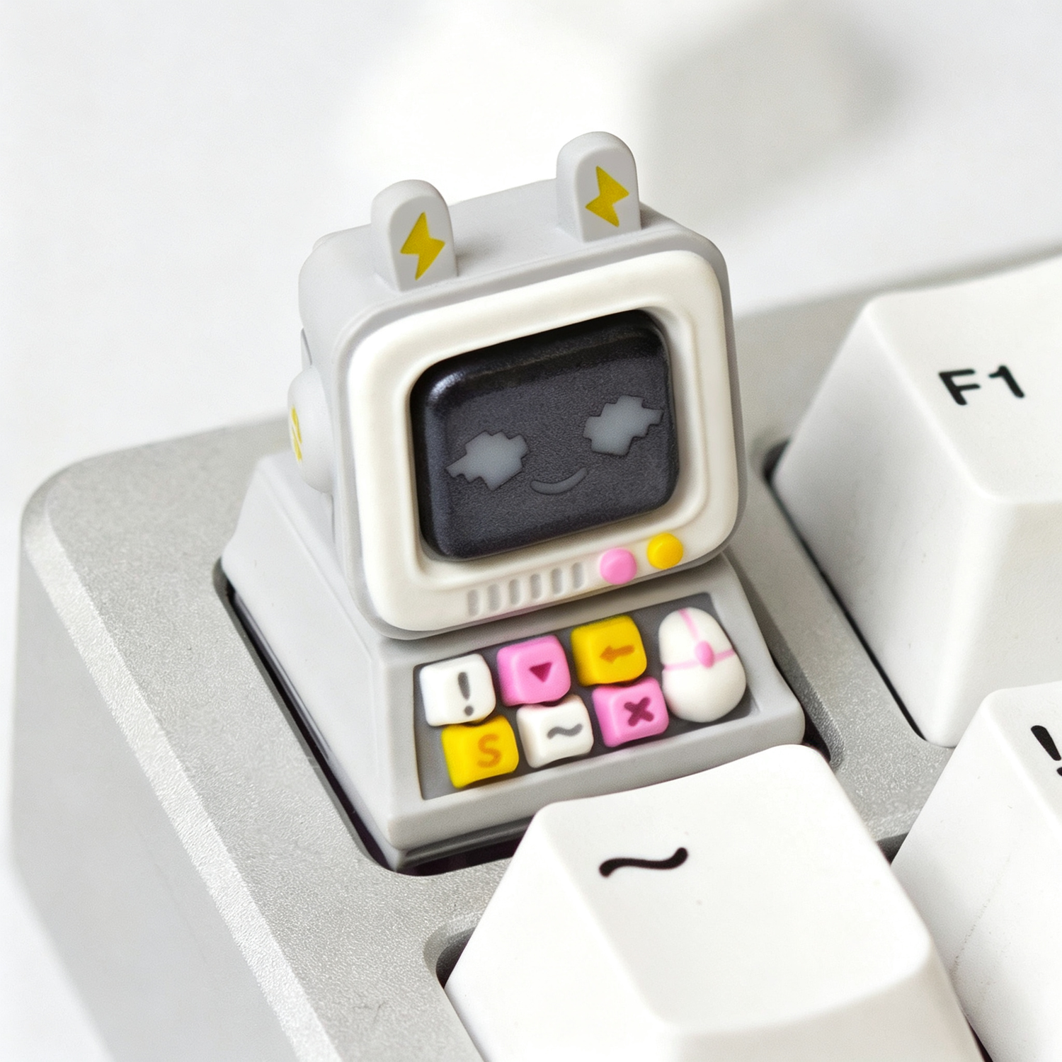 Retro desktop computers, multi color resin personalized keycaps, retro PC style creative keycaps, mechanical keyboard decorative keycaps