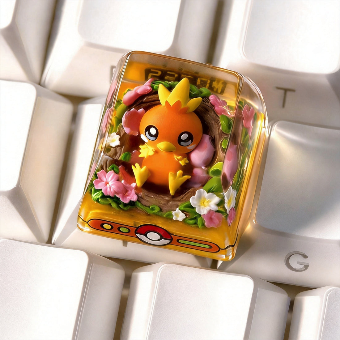 Pok é mon series, Torchic,Crystal Resin Personalized Keycaps, Anime Game Culture Creative Resin Keycaps, Mechanical Keyboard Art Decorative Keycaps