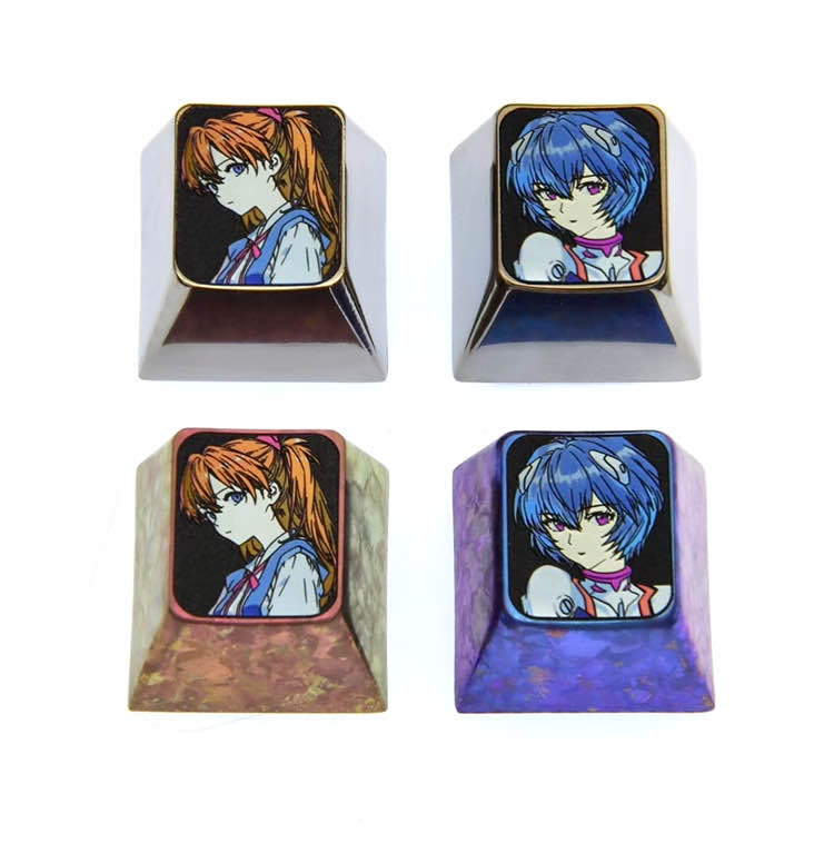 EVA, 1U titanium alloy personalized keycaps Asuka, Ayanami Rei, anime character peripheral metal art keycaps