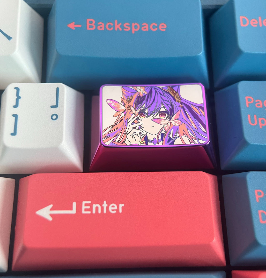 Genshin Impact, Keqing1.5U titanium alloy personalized keycaps, metal keycaps for anime and game characters