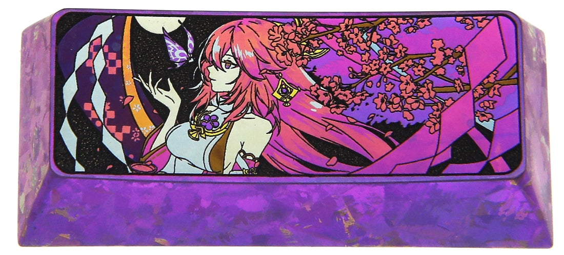 Yae Miko, 2.25U titanium alloy personalized keycaps, metal keycaps around anime and game characters