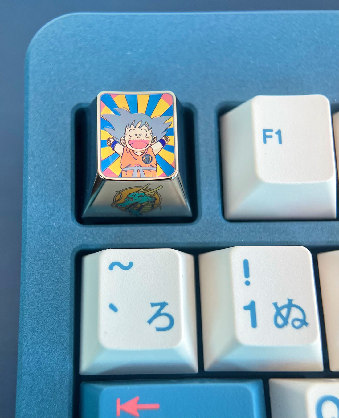 Dragon Ball, Son Goku side carved logo, 1U titanium alloy personalized keycaps, metal decorative keycaps, anime game peripheral keycaps