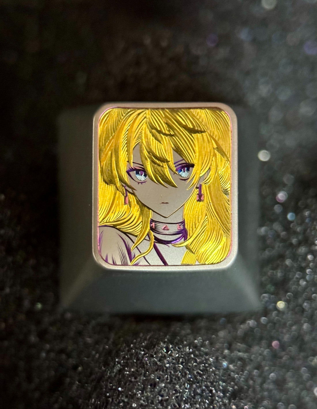 EVA， Asuka, titanium alloy hand carved, anodized color, 1U metal personalized keycap, handmade metal keycap