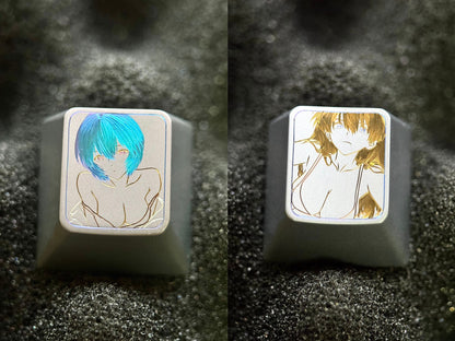 EVA， Asuka, Ayanami Rei, 1U titanium alloy hand anodized carved personalized keycap