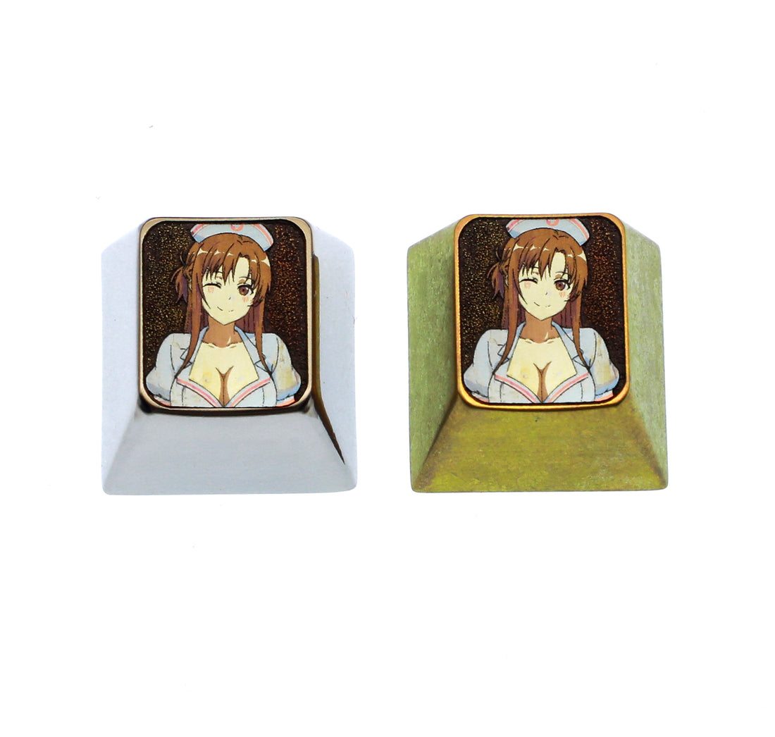 Y ū ki Asuna/Yuuki Asuna, fan action 1U titanium alloy personalized keycaps, metal creative carved keycaps around anime and game characters