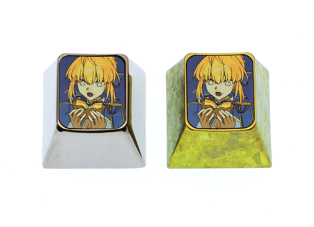Saber, 1U titanium alloy personalized keycaps, metal creative carved keycaps around anime and game characters
