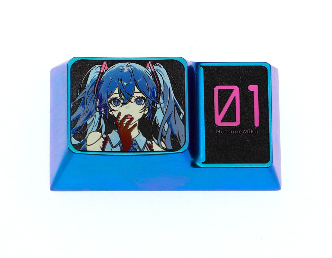 Hatsune Miku, 1.75 ladder caps titanium alloy personalized keycaps, metal engraving keycaps around animation game music virtual characters
