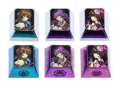 Honkai: Star Rail， 3 unique 1U titanium alloy keycaps, metal carved art keycaps for anime and game characters.