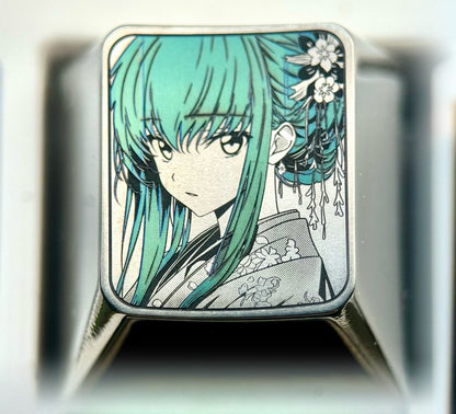 CODE GEASS Lelouch of the Rebellion, C.C., 1U/1.5U titanium alloy personalized keycaps, anime, gaming, cultural and creative metal keycaps