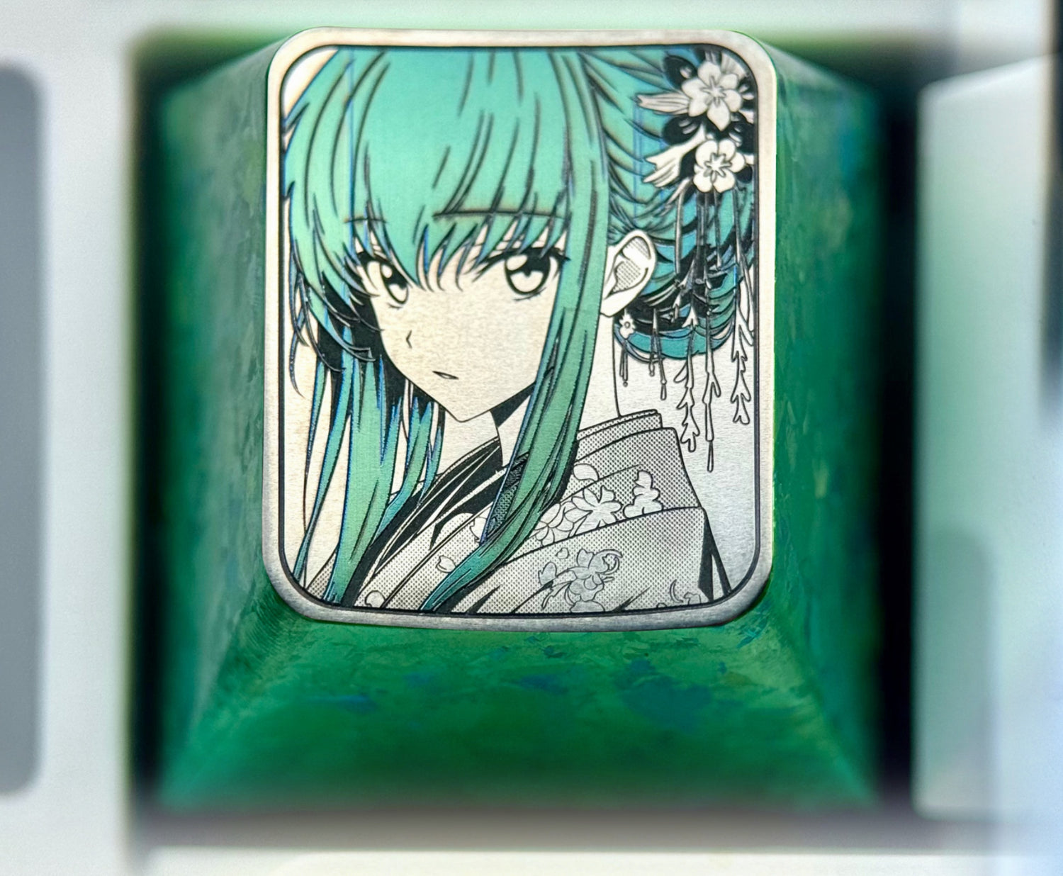 CODE GEASS Lelouch of the Rebellion, C.C., 1U/1.5U titanium alloy personalized keycaps, anime, gaming, cultural and creative metal keycaps