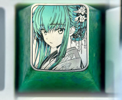 CODE GEASS Lelouch of the Rebellion, C.C., 1U/1.5U titanium alloy personalized keycaps, anime, gaming, cultural and creative metal keycaps