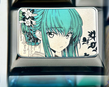 CODE GEASS Lelouch of the Rebellion, C.C., 1U/1.5U titanium alloy personalized keycaps, anime, gaming, cultural and creative metal keycaps